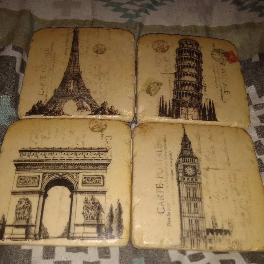 Shabby Chic French Style Carte Postal Coasters